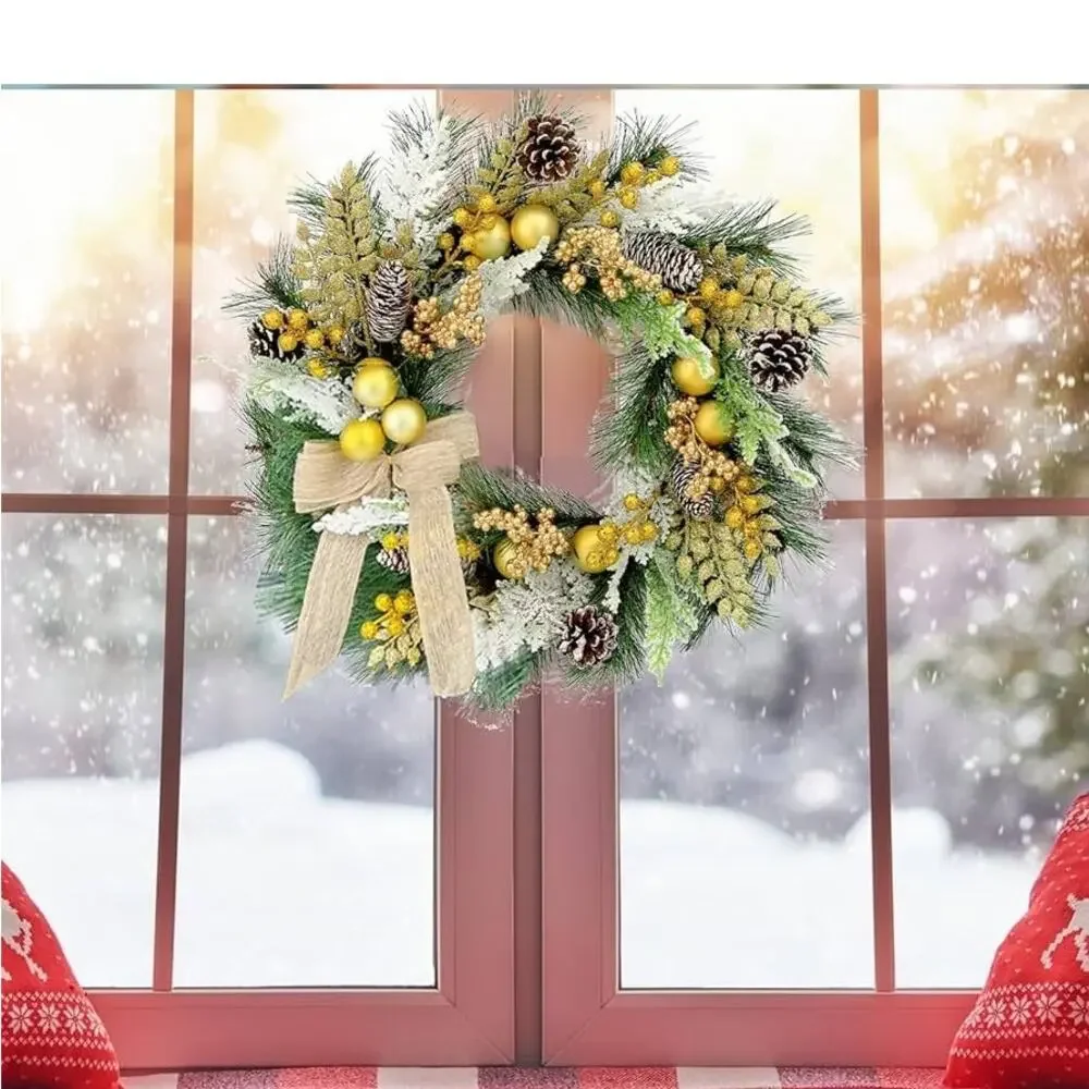 Christmas Wreath with Lights, 16 Inch